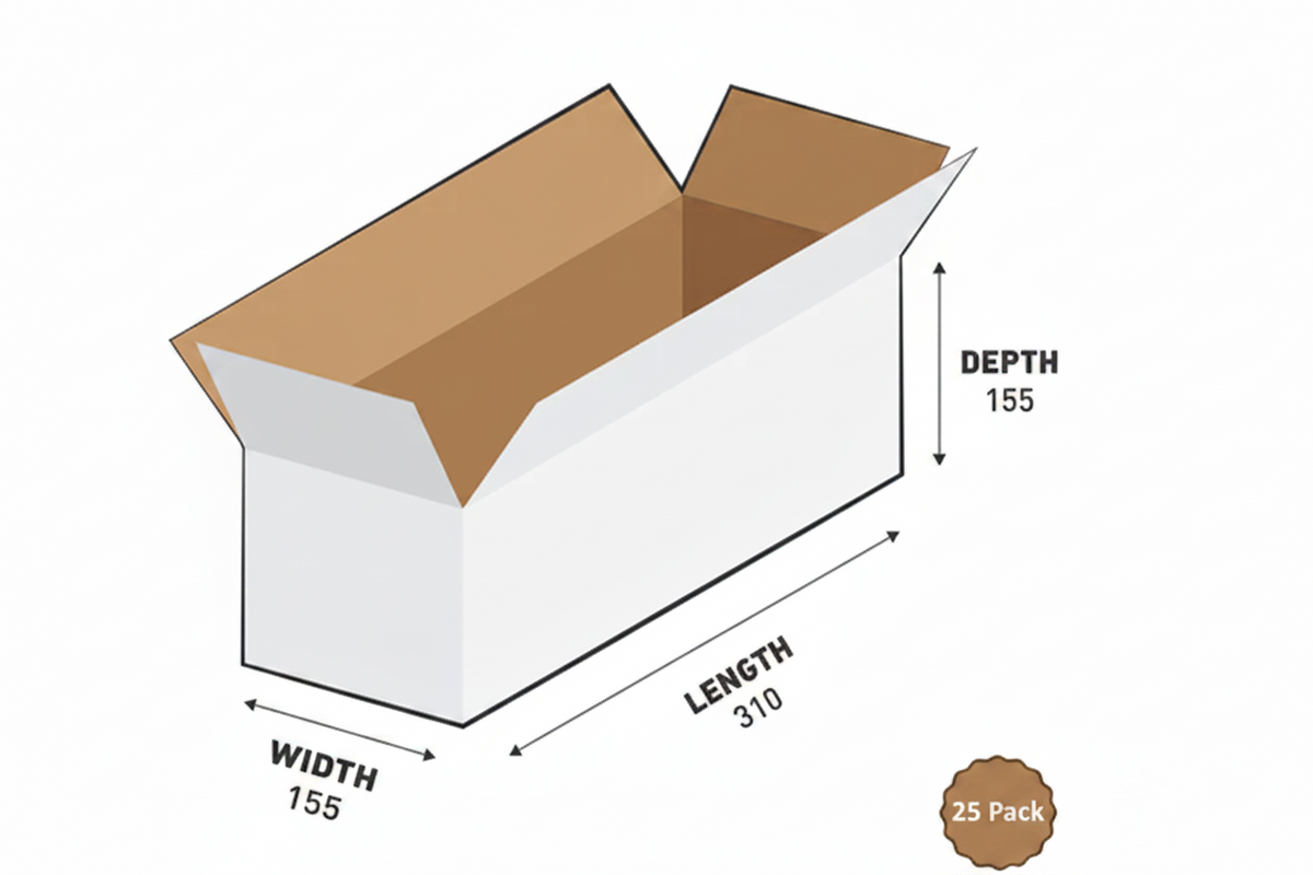White Box 310x155x155mm 7.45L (25 Boxes) 2B-745W