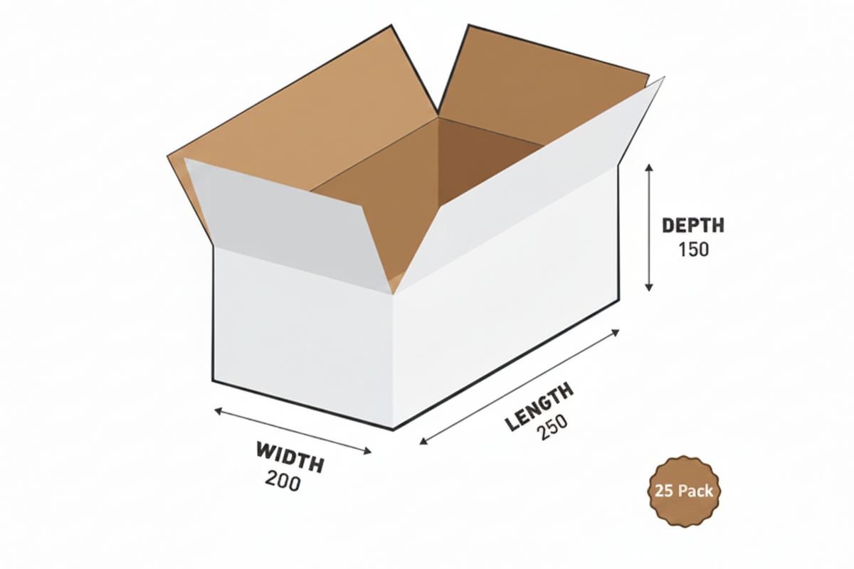 White Box 250x200x150mm 7.50L (25 Boxes) 2B-750W