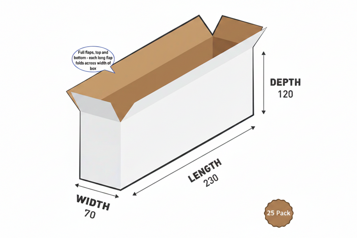 White Box 230x70x120mm 1.93L (25 Boxes) 500B-193W