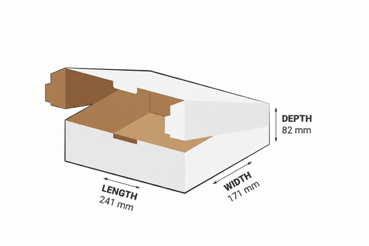 White Die-Cut Tamper Evident Mailer Box 241x171x82mm 3.38L (50 Boxes) 1B-T338W