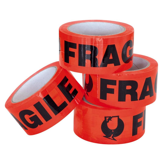 Packing Tape 48mm x 66m Fragile 6 Pack