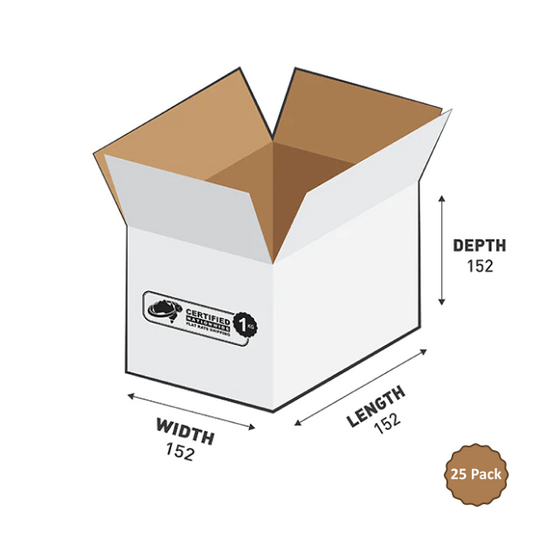 White Square Cube Box 152x152x152mm 3.54L (25 Boxes) 1B-354W