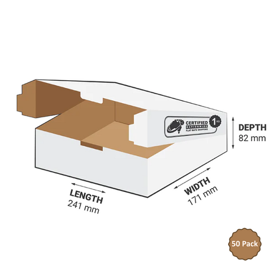 White Die-Cut Tamper Evident Mailer Box 241x171x82mm 3.38L (50 Boxes) 1B-T338W