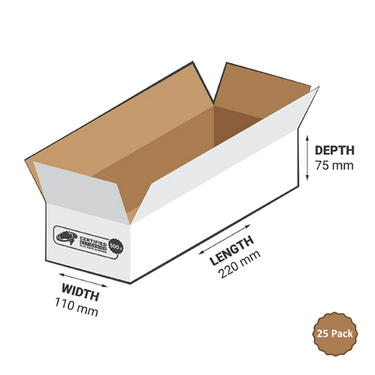 White Rectangular Box 220x110x75mm 1.82L (25 Boxes) 500B-182W